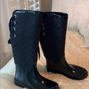 Black coach rain boots